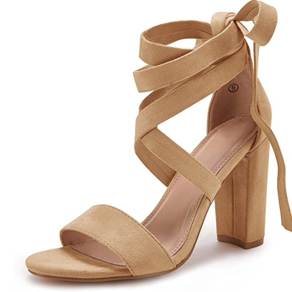 Chunky Ankle Strappy Lace Up High Heels - Picture 3 of 7